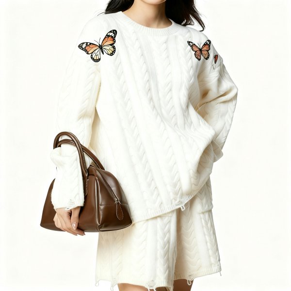 Women's Butterfly Embroidery Knit Sweater