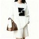Women's Black Geometric Pattern Knit Sweater